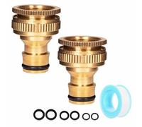 Brass Outside Tap Hose Connector 26mm and 19mm G 3/4" 1/2" inch Outdoor Garden Hose Tap Connector, Brass Threaded Tap Connectors for Hose Pipe to Tap Adapter Hosepipe Fittings