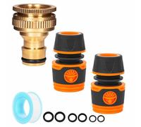 Brass Outside Tap Hose Connector 26mm and 19mm (G 3/4" and 1/2" inch) Outdoor Garden Hose Tap Connector, Brass Threaded Tap Connectors for Hose Pipe to Tap Adapter Hosepipe Fittings