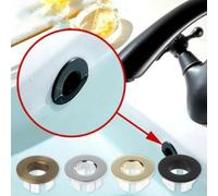 Brass Overflow Cover Insert for Bathroom Basin Sink - Decorative Metal Blanking for Round Flood Opening (22-24 mm), Brushed Finish, Fits Stan(Black)