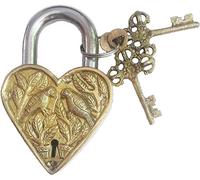 Brass Padlock - Lock with Keys - Working Functional - Brass Made Padlock Heat Shape Bird Golden