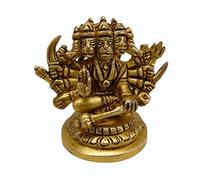 Brass Panchmukhi Hanuman Statue Idol 2.75" inch - Brass Lord Bajrangbali Decorative Worship Hindu Gods Decor Deity Gift Figurine for Office/Home Figure Anjaneya Pavanputra Sculpture Monkey God Face