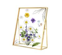 Brass Photo Frame, Standing Metal Photo Frame Retro Glass Metal Bracket Desktop Photo Frame Metallic Table Desk Picture Display Art Certificate Display Stand