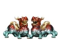 Brass Pi Yao Statues Pair - Chinese Feng Shui Wealth & Prosperity Decor, Perfect for Home, Office, Housewarming & Business Opening Gifts, Premium Craft Ornaments