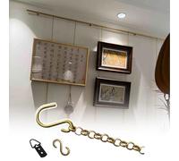 Brass Picture Hanging Hardware with 100cm Photo String, Picture Rail Hanging Hooks and Wire Adjustable, Picture Exhibition Mirror Frame Kit(8pcs)
