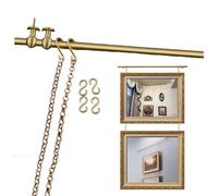 Brass Picture Hanging System43.3in Metal Rail Kit for Wall Art Indoor Photo Display Durable Hangers for Concrete & Gallery Decor Easy Installation