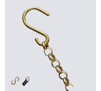 Brass Picture Rail Hanging System - 3.3ft Gold Chain with Hooks & D-Rings, Adjustable Picture Hanging Hardware for Art & Photos (1pc)