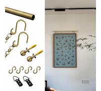 Brass Picture Rail Hanging System - 43.3" Wall Art Display Track, Home Decor Mirror & Photo Hangers, Complete Kit for Billboards & Artwork, Easy Installation