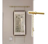 Brass Picture Rail Hanging System, Elegant Wall Picture Rail Hangers with Adjustable S-Hook, Art Hanging Rail System for Artwork/ Pictures/ Posters/ Feathers(100cm Rail)