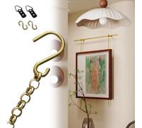 Brass Picture Rail Hanging System with Hooks, 1m Long Photo Hanger Chains, Gallery Wall Decor Art Display Wire Without Picture Rail Rod