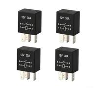 Brass Pin 12V 30A Car Relay 4pcs Black Housing