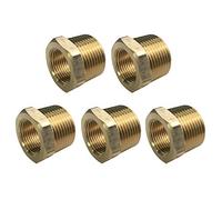 Brass Pipe Bushing Fittings (3/8" Male x 1/8" Female NPT, Pack of 5)