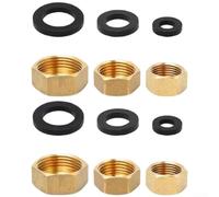 Brass Pipe Cap Set 6pcs 3/8 1/2 3/4 Hexagonal Threaded Fittings for Garden Hose Leak for Proof Sealing UK Standard Sizes(C)