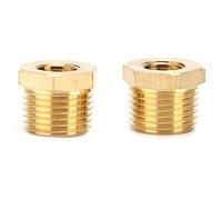 Brass Pipe Fitting, 2pcs Brass Hex Reducer Bushing 1/2 NPT Male to 1/4 NPT Female Tube Hose Adapter, Working Pressure Up to 1200 PSI, -65℉ to 265℉, for Automotive, Nautical,