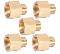 Brass Pipe Fitting,3/8 Inch NPT Male to 1/2 Inch NPT Female Brass Pipe Hose Tube Fitting Hex Head Bushing Adapter Convert(5, 3/8 NPT Male x 1/2 NPT Female)