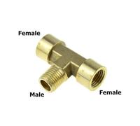 Brass Pipe Fitting Tee Elbow 2Way 3Way 1/8 1/4 3/8 1/2 3/4 Female MaleThread Copper Water Gas Oil Tube Adapter Coupler Connector(PE-FMF,1I4 Thread)