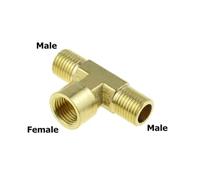 Brass Pipe Fitting Tee Elbow 2Way 3Way 1/8 1/4 3/8 1/2 3/4 Female MaleThread Copper Water Gas Oil Tube Adapter Coupler Connector(PF-MFM,1I8 Thread)