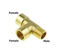 Brass Pipe Fitting Tee Elbow 2Way 3Way 1/8 1/4 3/8 1/2 3/4 Female MaleThread Copper Water Gas Oil Tube Adapter Coupler Connector(PE-FFM,1I4 Thread)