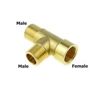 Brass Pipe Fitting Tee Elbow 2Way 3Way 1/8 1/4 3/8 1/2 3/4 Female MaleThread Copper Water Gas Oil Tube Adapter Coupler Connector(PE-MMF,3I8 Thread)