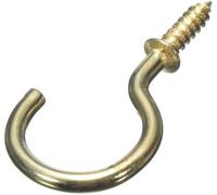 Brass Plated Cup Hooks Screw-In - Ideal For Wood, Cabinets, Kitchen & Hanging Use - 25mm (1 Inch) - 20 Pcs
