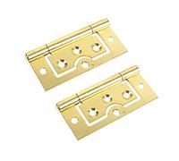 Brass Plated Hinges Door Flush Hinges 75mm/3-Inch Heavy Duty Hurl Hinges for Internal External Doors Cupboards Cabinets Dresser Wardrobes Pack of 2.