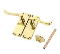 Brass Plated Scroll Door Handle Set, 118mm Victorian Style Internal Lever Latch Pair with Screws & Spindle