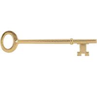 Brass Plated Skeleton Key Reproduction for Antique Furniture - Key w/Triple Notched Bit, for Antique Mortise & Rim Architectural Locks | KY-33