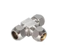 Brass Pneumatic Fittings T Type - Tube Compression Tee Ferrule Joint Connector for PE/PEG - 1pc(10x8x10mm)