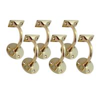 Brass Polished Handrail Bracket, Pack of 6 Stair Rail Support, 76mm Wall Mounted Bannister Bracket with Fixing Screws