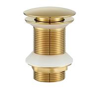 Brass Pop Up Sink Plug Basin Sink Drain Stopper Non-Overflow Titanium gold | Basin Sink Waste Modern Pop Up Click Clack Sprung Plug Slotted with Basket for Bathroom Sink Replacement