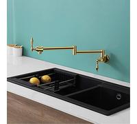 Brass Pot Filler,Pot Filler Faucet Wall Mount,Commercial Mount Folding Stretable Kiten with Double Joint Swing Arms Single Hole Two Handles,Kiten HYJAUSXB