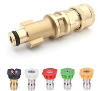 Brass Pressure Washer Gun Adapter,Electric Power Washer Accessory Part,1/4"Quick Connector,5 Nozzle Tips,Compatible with Bosch Portland, Ryobi, Greenworks, Husky,Short Replacement Wand for Foam Cannon