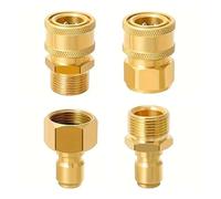 Brass Pressure Washer Quick Connect Kit M22 14mm to 3 8 Inch Fitting Coupler 4PCS Adapters for Hose Pump with Long Lifespan Wide Compatibility