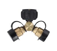 Brass Propane Splitter Adapter with Two Individual Valves to Connect Multiple Appliances to One Propane Tank Source
