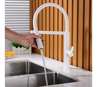 Brass Pull Down Kitchen Faucet Single Handle Mixer Tap with Hot & Cold Water Rotating Spout for Sink & Slish Kitchen Upgrade