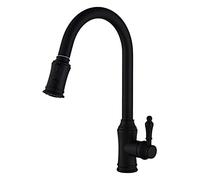 Brass Pull-Out Kitchen Faucet, 360°Rotation Hot and Cold Water Mixer Tap, ?High Arc Single Handle Sink Faucets, Dual Mode Water Outlet, Ceramic Valve Core,Silve，Black