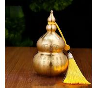 Brass Pumpkin Feng Shui Ornament with Tassel Feng Shui Chinese Brass Hu Lou Pumpkin Statue Home Decoration Table Bookshelf Ornaments Lucky Guard Figure Happy Hu Lu Decoration (Yellow)