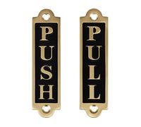 Brass Push and Pull Signs for Doors,Set Pair of Door Signs for Businesses Restaurants Bars Hotels Schools Cafe Wooden Doors,Durable,Guaranteed Not to Tear-9.3x2.4cm (Color : A Pair)