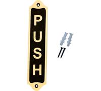 Brass Push Door Sign Plaque - Engraved Solid Metal Modern Traditional Decorative Wall Mount Plate for Home & Commercial Use