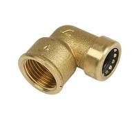 Brass Push-FIT Adapting 90° Female Elbow 15MM X 1/2", Suitable for Drinking Water, Suitable for Water Systems, Suitable for Hard & Soft Water Areas, 1 in Pack