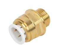 Brass Push-FIT Adapting Male Cylinder Coupler 15MM X 1/2", Suitable for Drinking Water, Suitable for Water Systems, Suitable for Hard & Soft Water Areas, 1 in Pack