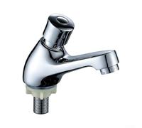 Brass Push Tap Basin Waste Fitting Self Closing Time Delay Faucet for Public Restrooms Commercial Washroom Sink 14cm Silver