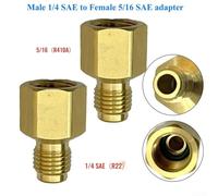 Brass R410 Adapter Quick Coupling 1/4 SAE Male to 5/16 SAE Female, Designed for HVAC and Automotive Applications with Strong Build and Safe Valve Access