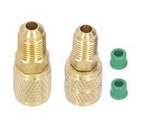 Brass R410 to R22 Adapter 1/4SAE High Pressure Converter for Air Conditioner HVAC Refrigeration System 2 Pack with Silicone Cover