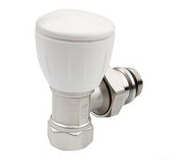 Brass Radiator Valve Chrome Angled Lockshield 15mm Manual Temperature Control for Central Heating Systems Silver Finish(BJ21002J)
