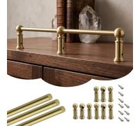 Brass Railing Support Bar for Gallery - Men's Handrail with 3 Posts & Screws - Safe & Stylish Solution for Home & Office Staircase, Durable & Easy to Install