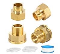 Brass Reducer Adapter Nipple Set - 4 Pcs, 2 × G 3/4″ to G 1/2″ + 2 × G 1/2″ to G 3/8″, Threaded Pipe Fittings for Plumbing, Garden Hoses & Water Systems