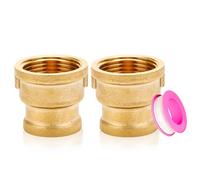 Brass Reducing Sleeve Female 3/4 Inch to Female Thread 1/2 Inch Reduction 3/4 to 1/2 Inch Adapter with PTFE Sealing Tape, Internal Thread Connector for Drinking Water, Heating and Pipe Connection Pack