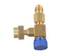 Brass Refrigerant Ball Valve Set for R22 R404 R407-1/4 for SAE HVAC Charging Hoses Shut-Off Valve for Air Conditioner Maintenance and Recovery(Blue)
