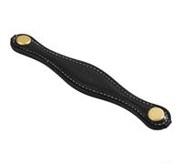 Brass Reinforced Leather Handle for Cabinet Drawers and Wardrobe Doors Compatible with Standard Single Hole Spacing (C)