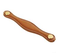 Brass Reinforced Leather Handle for Cabinet Drawers and Wardrobe Doors Compatible with Standard Single Hole Spacing (L)
